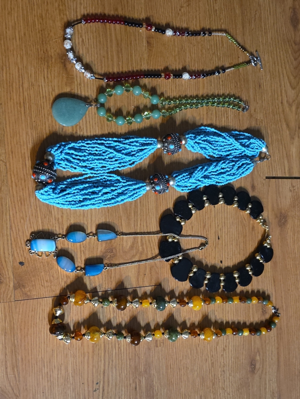 Multi-Strand Turquoise Bead Statement Necklace - Blue